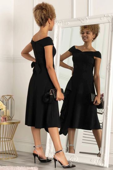 Buy Jolie Moi Desiree Frill Fit Flare Black Dress from Next
