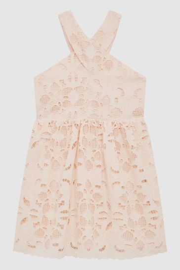 Buy Reiss Pink Callie Junior Cross Back Lace Dress from Next Poland