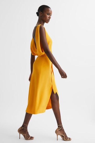Buy Reiss Yellow Kalea Split Sleeve Midi Dress from Next Luxembourg