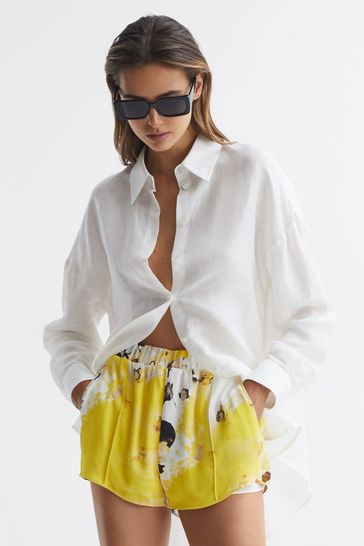 Reiss Yellow Odette Elasticated Waist Shorts