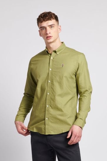 U.S. Polo Assn. Mens Green Peached Oxford Shirt
