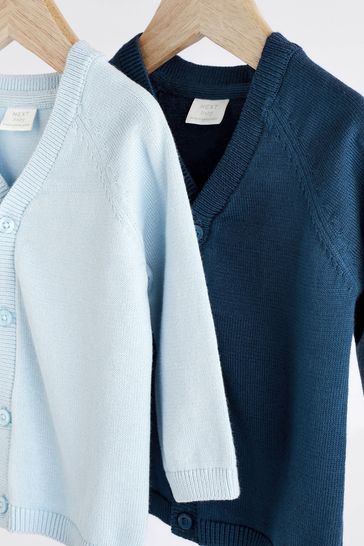 Buy Blue Navy Baby Lightweight Knitted Cardigans 2 Packs 0mths