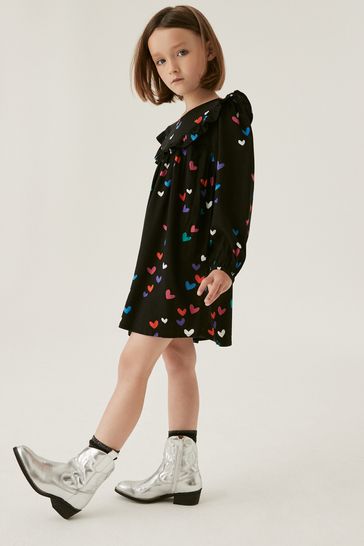 Buy Black Multi Heart Printed Dress 12mths 16yrs from Next Luxembourg