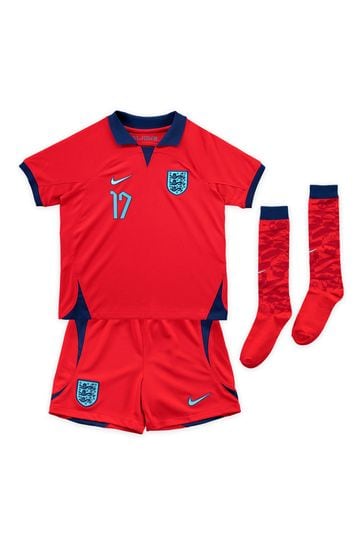 Nike Red Saka - 17 Little Kids England Away Football Kit