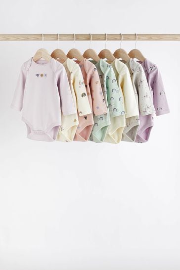 Multi Character Baby Long Sleeve Bodysuits 7 Pack