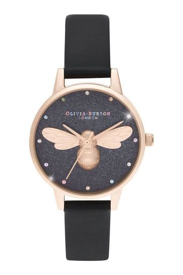 Buy Olivia Burton Ladies Black Rainbow Lucky Bee Watch from the