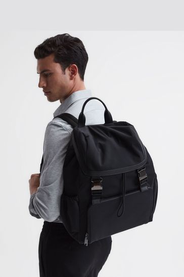 Buy Reiss Black Danny Leather Drawstring Backpack from Next Ireland