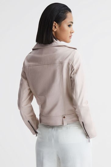 White leather hotsell biker jacket womens