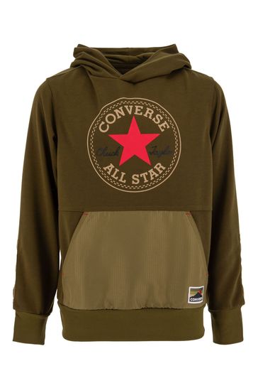 Buy Converse Green Colourblock Logo Hoodie from Next Ireland