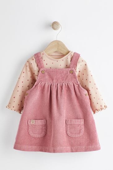 Pink Baby Corduroy Pinafore and Bodysuit Set (0mths-2yrs)