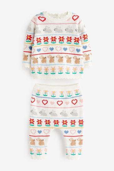 Bright Bunny Knitted Baby 2 Piece Set (0mths-2yrs)