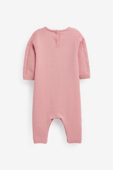 Buy Pink Cable Knit Baby Romper 0mths 2yrs from Next Bahrain