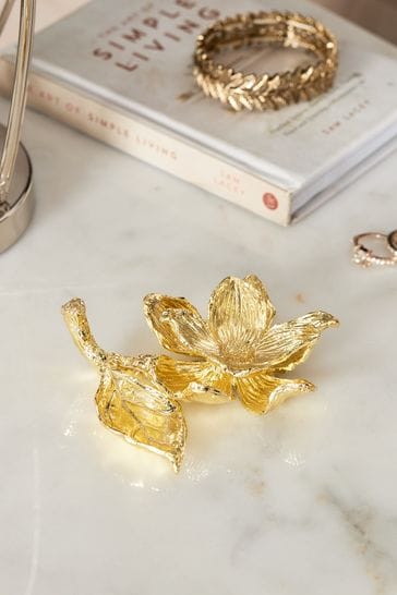 Gold Cast Metal Flower Ring Holder