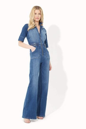 Flared jumpsuit denim shop