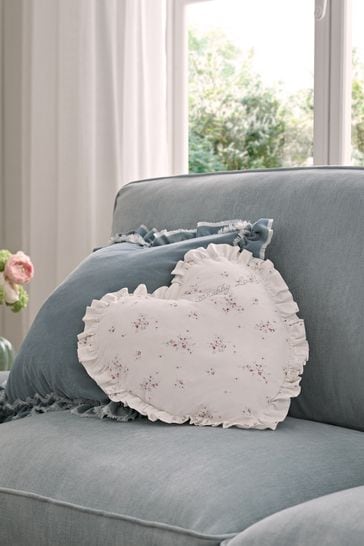 Buy Shabby Chic by Rachel Ashwell 100 Cotton Ruffle Heart Shabby Love Cushion from the Laura Ashley online shop