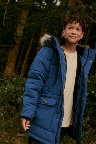 Blue parka coat clearance