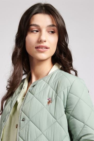 Buy U.S. Polo Assn. Womens Lightweight Puffer Green Jacket from