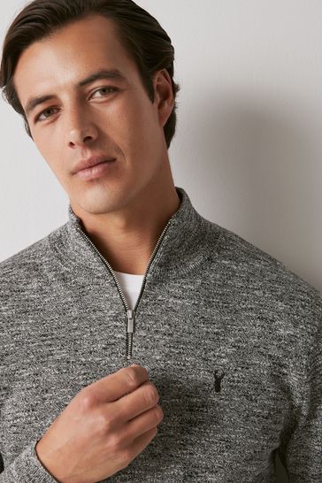 Buy Charcoal Grey Regular Marl Zip Neck Jumper from Next USA