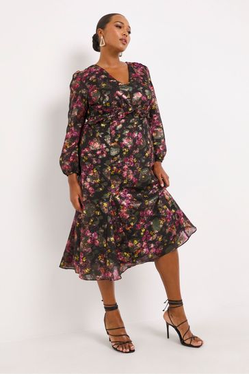 Simply Be Floral Jacquard Midi Dress