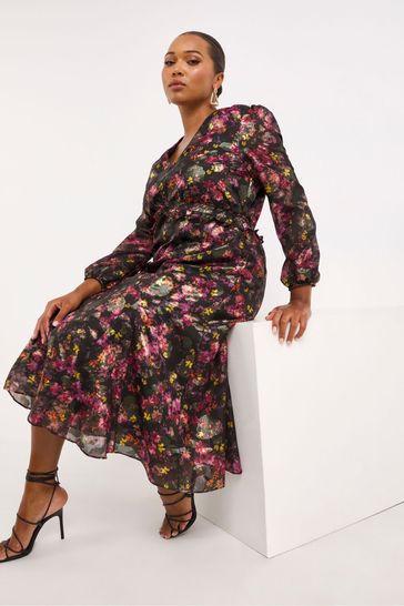 Floral jacquard shop midi dress
