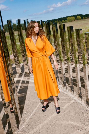 mbyM Orange Wrap Maxi Dress