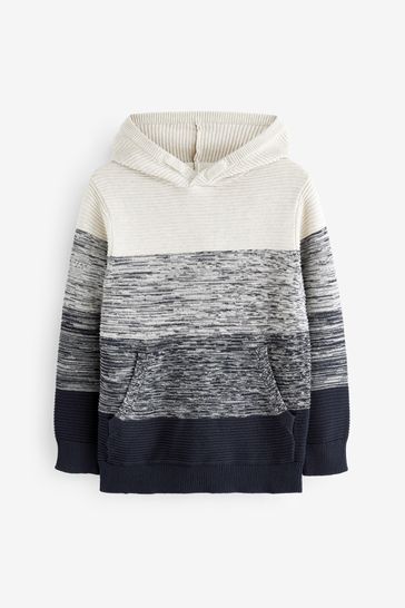 White Ombre Ripple Knit Hoodie (3-16yrs)