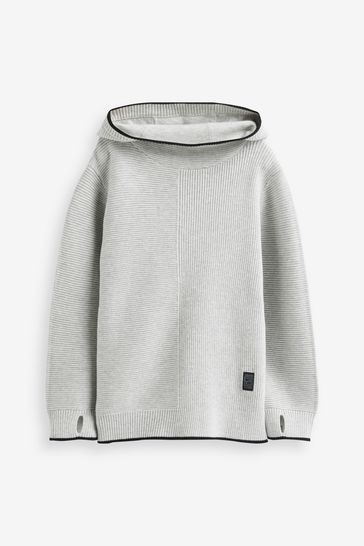 Grey Ribbed Utility Style Hooded Jumper (3-16yrs)