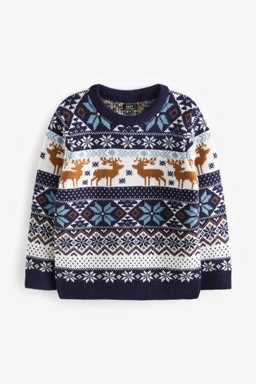 Buy Navy Stag Matching Family Older Boys Wrap Knitted Christmas Jumper 3mths 16yrs from Next Slovakia
