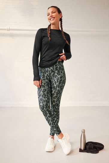 Buy Khaki Green Animal Active High Rise Sports Sculpting Leggings from Next Luxembourg