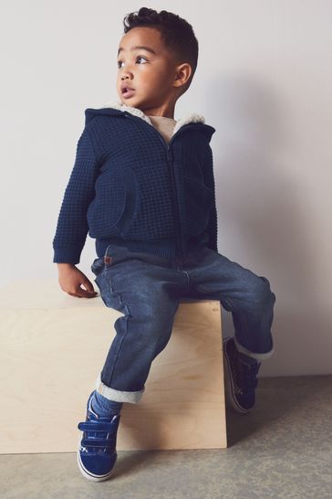 Navy blue top hooded cardigan