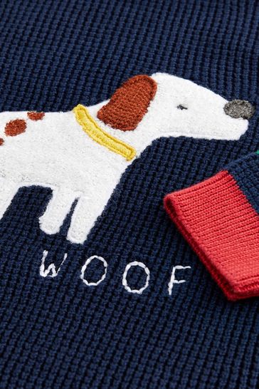 Navy Blue Dog Animal Character Crew Jumper 3mths 7yrs