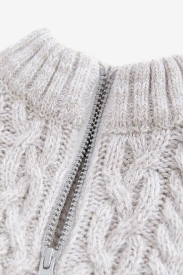 Buy Grey Zip Neck Chunky Cable Jumper 3mths 7yrs from Next Australia