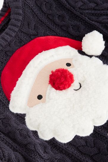 Buy Navy Blue Santa Knitted Christmas Jumper 3mths 7yrs from Next Luxembourg