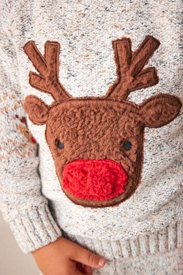 Grey reindeer jumper top