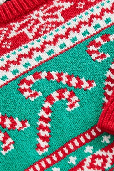 Buy Red Green Candy Cane Fairisle Pattern Knitted Christmas Jumper 3mths 7yrs from Next Luxembourg