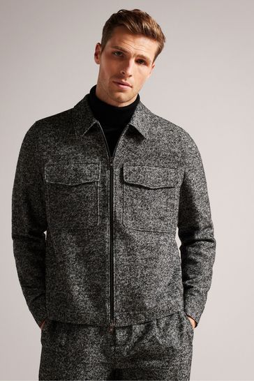 Ted Baker Pabay Black Zip Through Wool Jacket