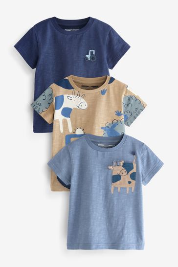 Blue Farm Character Short Sleeve T-Shirts 3 Pack (3mths-7yrs)