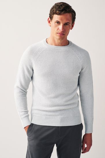 Buy Light Grey Regular Knitted Textured Jumper from Next Kuwait