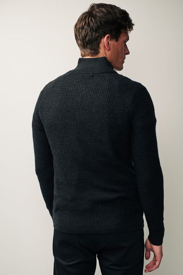 Black zip top neck jumper