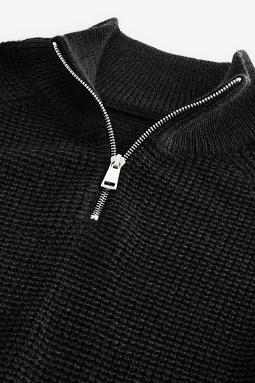 Black zip top neck jumper