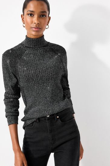 Sparkle roll neck top