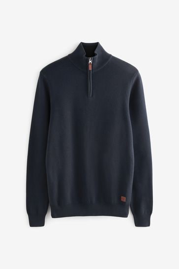 Navy zip neck jumper online