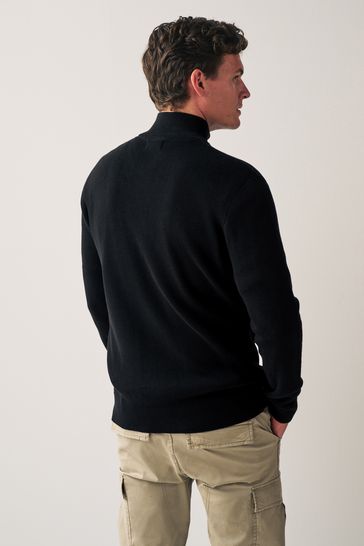 Mens black hotsell zip neck jumper