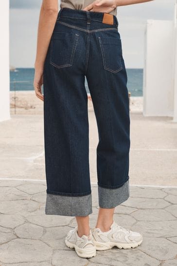 Buy Rinse Turn Up Hem Cropped Wide Leg Jeans from Next Austria