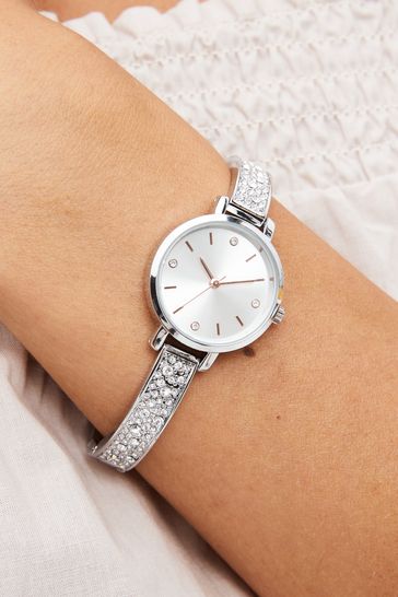 Silver Tone Sparkle Bracelet Watch