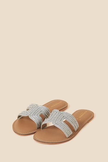 Accessorize Silver Beaded Sliders