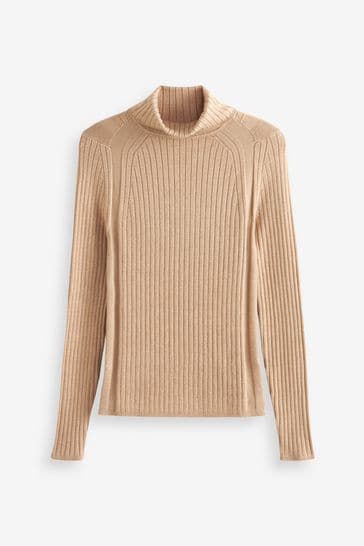 Ladies camel polo best sale neck jumper