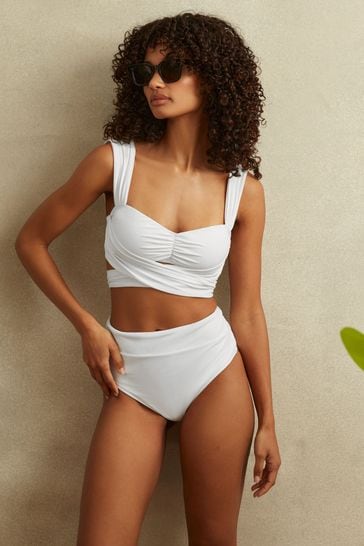 Reiss White Cristina Wrap Design Bikini Top
