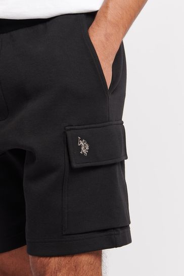 U.S. Polo Assn. Mens Black Interlock Utility Shorts