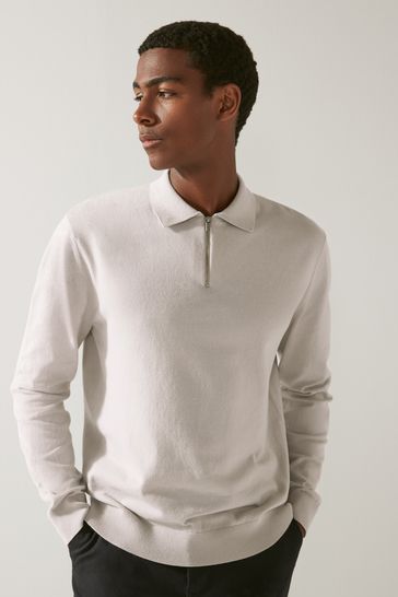 Knitted zip polo hot sale